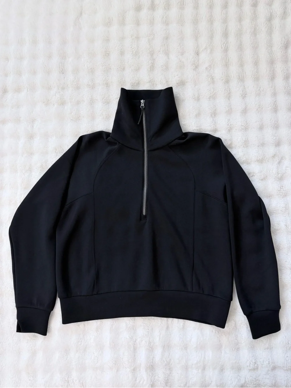 NEW SPANX AirEssentials Half-Zip Sweatshirt Very Black Size Small Coastal Chic - Picture 3 of 16